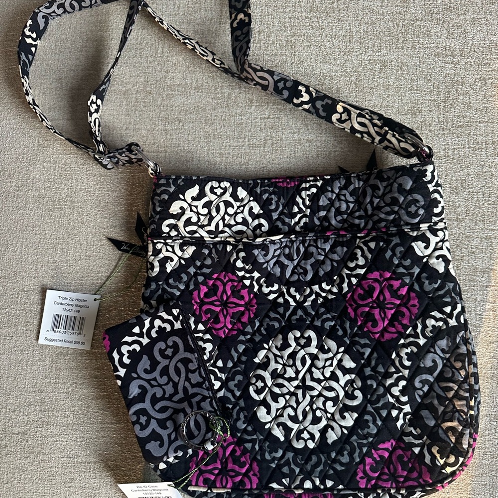 Vera Bradley Stylish Black and Pink Patterned Women's Bag & Wallet